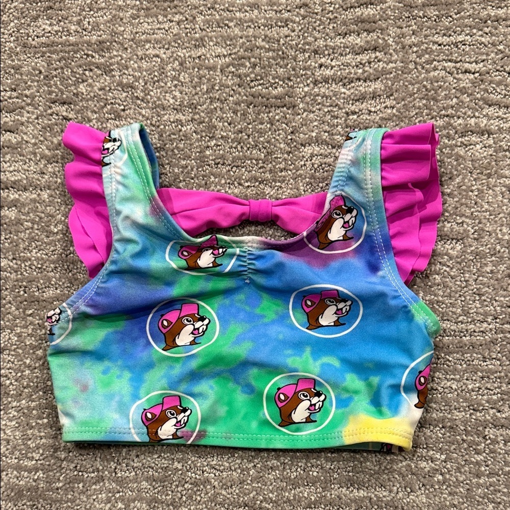 Bucee's Girl Colorful Beaver Print Swim Suit Top Size 12-18 months